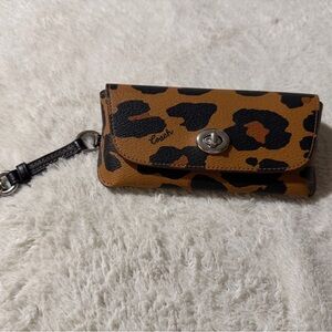Coach Tan and Black Animal Print Eyeglass Case